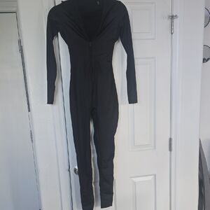 SKIMS Black Long Sleeve Shine Jumpsuit